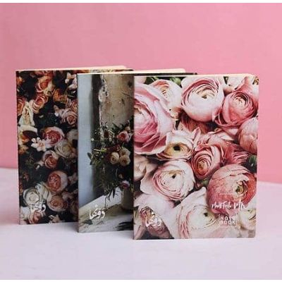 Set Of 3 Notebooks, 3 Lines, 60 Sheets, Size 15*20 Cm, Shimmer Rose, No. Mm007