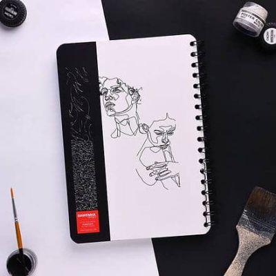 اسكتش رسم سلك ورق ابيض و اسود50ورقة 180ج مقاس 16*24سم Oneline Art