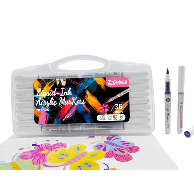 طقم الوان اكريلك 36 لون سن فرشاة ع.Z-Colors PP رقم 525