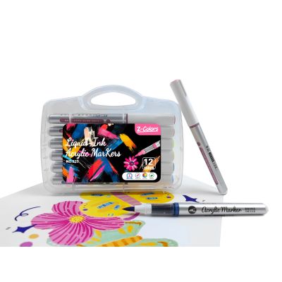 طقم الوان اكريلك 12 لون سن فرشاة ع.Z-Colors PP رقم 525