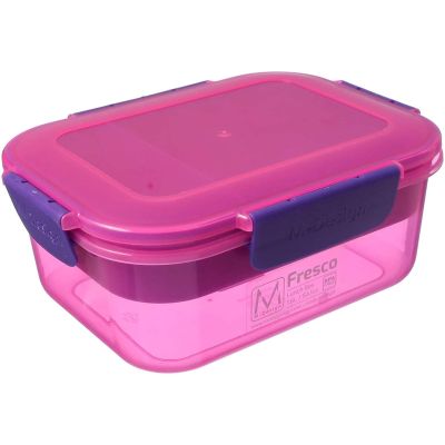 لانش بوكس بلاستيك رول شفاف M Design بكلبس بنفسجي 2 دور 1.6 لتر