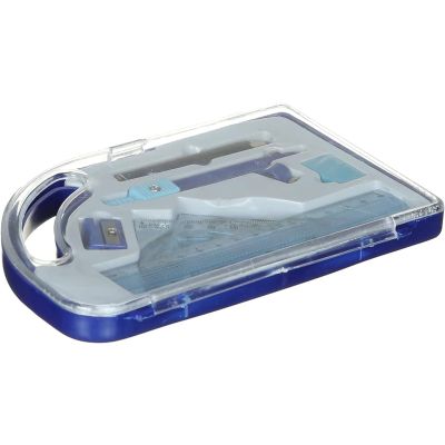 طقم هندسى مدرسى بيد بعلبه بلاستيك شفاف8ق رقم930-M