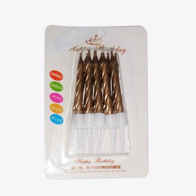 كارت شمع هابى بقاعدة فضى-ذهبى 10ق 7 سم