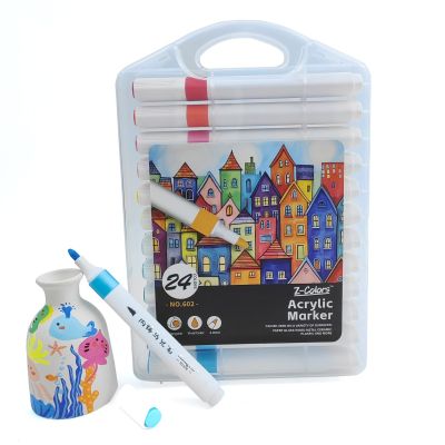 طقم الوان اكريلك 24 لون سن مدور 2مم ع.بلاستيك Z-Colors رقم 602