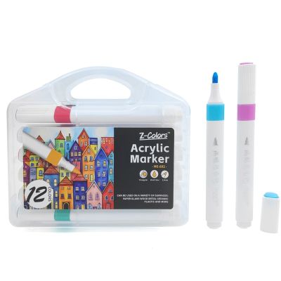 طقم الوان اكريلك 12 لون سن مدور 2مم ع.بلاستيك Z-Colors رقم 602