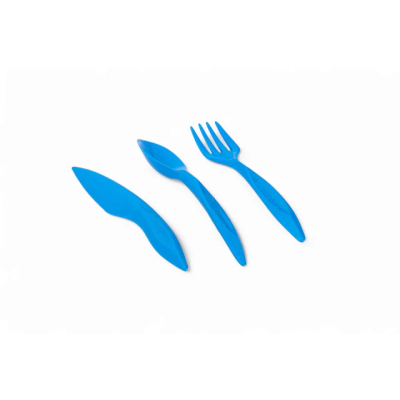 طقم شوكة ومعلقة وسكينة بلاستيك 3ق ازرق Banan