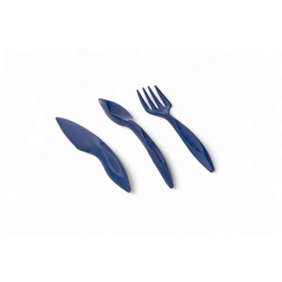 طقم شوكة ومعلقة وسكينة بلاستيك 3ق كحلى Banan