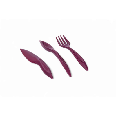 طقم شوكة ومعلقة وسكينة بلاستيك 3ق موف Banan