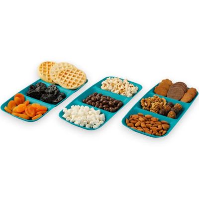 طقم طبق تسالى مستطيل مقسم الوان معتمة 3ق مقاس15*30سم Banana 