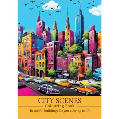 Coloring Sketch Book – 40 Pages – City Scenes – 21 × 29.7 cm