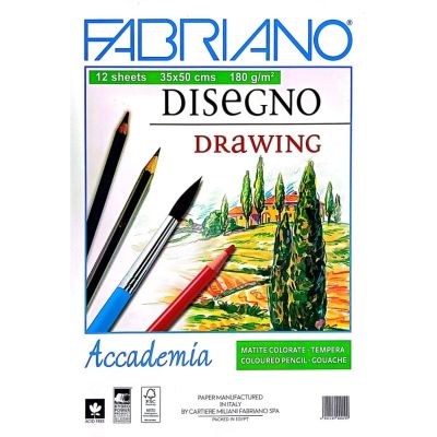 اسكتش رسم فبريانو اكاديميا ناعم 180 جم ابيض غلاف مطبوع 1/4 فرخ /12