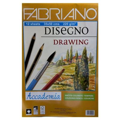 اسكتش رسم فبريانو اكاديميا ناعم 220 جم ابيض غلاف مطبوع 1/4 فرخ /12