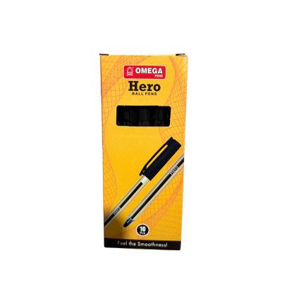 علبة قلم جاف جسم شفاف اوميجا هيرو اسود 0.7مم 10ق رقم Omega Hero - S101 TP 