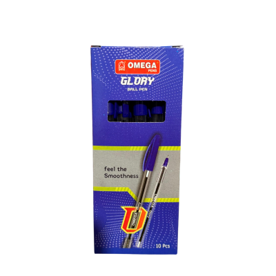 علبة قلم جاف جسم شفاف اوميجا جلورى أزرق 0.7مم 10ق رقم Omega Glory - S102TP 