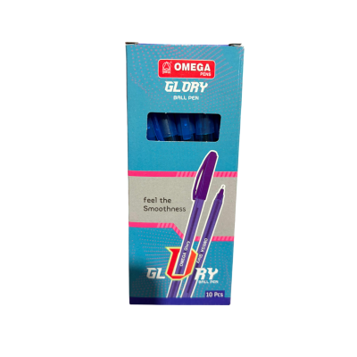 علبة قلم جاف جسم ألوان شفافة اوميجا جلورى أزرق 0.7مم 10ق رقم Omega Glory - S102TL 