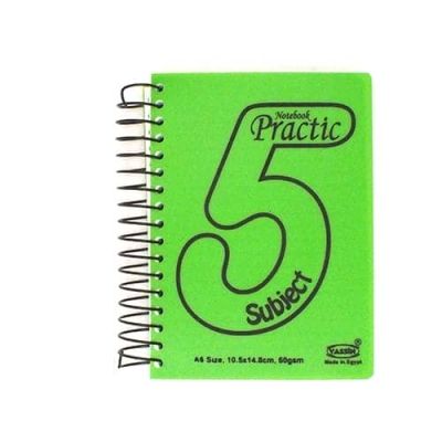 نوتة ياسين 190PRACTIC ورقة سلك لولبى 5 فاصل 60 جرام A6