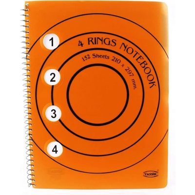 ك ياسين 152 ورقة 4 رنجز4 فاصل بلاستيك سلك لولبىA4