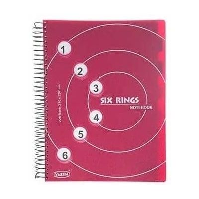 كشكول ياسين228ورقة 6 رنجز 6 فاصل بلاستيك سلك لولبى A4