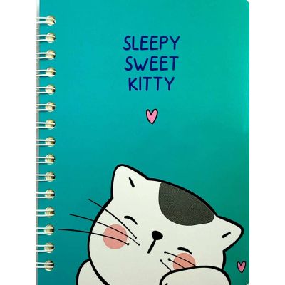 نوت بوك سلك مسطر96ورقة ابيض مقاس9.5*14سمYassin-sleepy sweet kitty