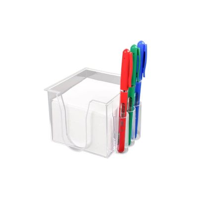 وراقة مكتب شفافة بلاستيك بالورق +حامل اقلام