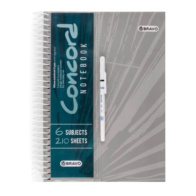 كشكول سلك مسطر ابيض210ورقة غ هارد كفر مقاس17*24.5سم Concord