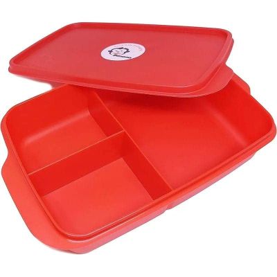 بانانا لانش بوكس بلاستيك معتم مقسم Bananaاحمر 1 لتر