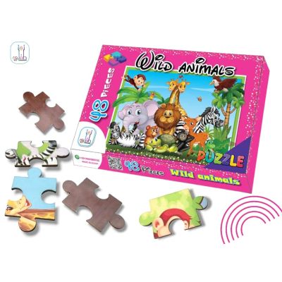 48 Wild Animals Shapes Wooden Puzzle