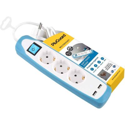 مشترك جراب سليكون 2 متر 3 مخرج USB 2 ابيض