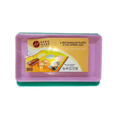 طقم طبق بلاستيك معتم مستطيل 3ق13*20سم +3ق11*20سم