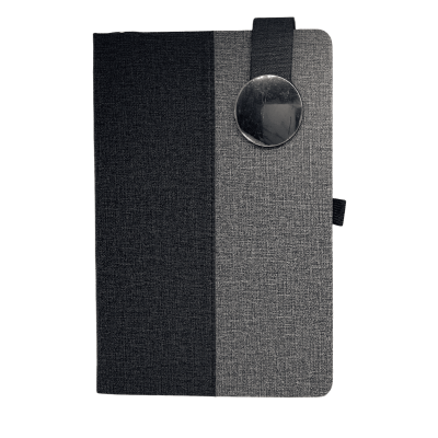 نوت بوك مسطرلاصق لسان مغناطيس ورق كريمى غ قماش light x dark gray مقاس14.2*21.2سم رقم NB127-1821