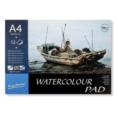 اسكتش رسم للمياه كعب لصق غلاف ورق سوفت كفر 21*29.7سم 12ورقة 300جم Keep Smiling رقم A4-300W