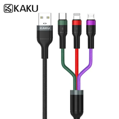 كابل شاحن سريع 1.2متر KAKUSIGA Micro - Type-C - Lightning 3.2A رقم KSC-481