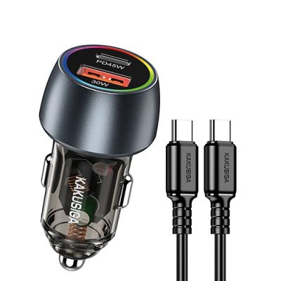 شاحن موبايل للسيارة 2 مخارج 75 وات KAKUSIGA Type-C to Type-C رقم KSC-1979