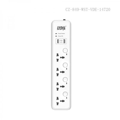 مشترك بالسلك 4عين ثلاثية 3متر 10امبير 2500وات + 2 USB للشحن Winning Star رقم ST-1004U