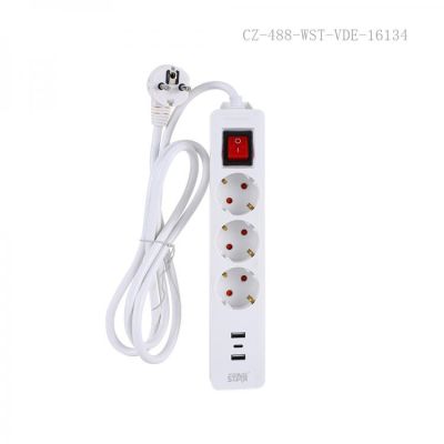 مشترك بالسلك 3عين ثنائية 3متر 10امبير 2000وات + 2 USB للشحن + Winning Star 1 Type C رقم ST-4047