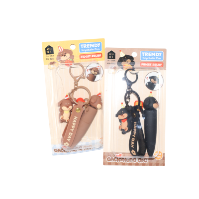 قلم جاف تويست مينى 0.4مم ألوان بميدالية Dachshund Dog رقم KK-3072