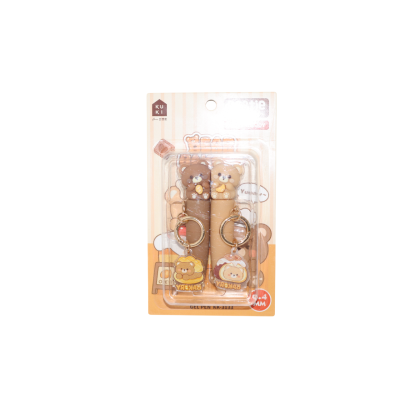 طقم 2 قلم جاف تويست مينى 0.4مم ألوان بميدالية Bestie Charm رقم KK-3133