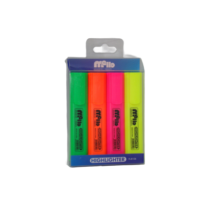 طقم قلم ماركر فسفورى مشطوف 4 لونرقم FL-8016-4