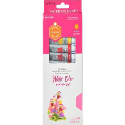 طقم الوان مائية انابيب 12لون 12مللى علبة كرتون Keep Smiling رقم HS-7112W