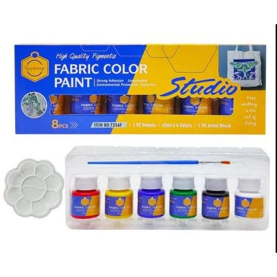 طقم الوان قماش برطمانات 6لون 25مللى علبة كرتون Keep Smiling رقم 7256F