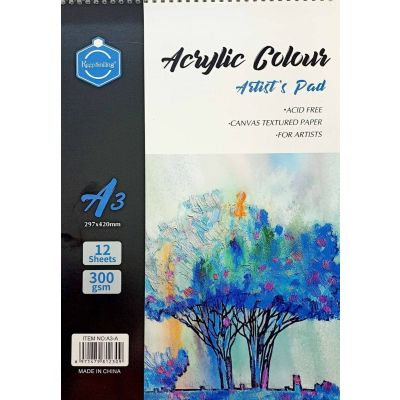 اسكتش رسم للاكريلك كعب سلك غلاف ورق سوفت كفر 29.7*42سم 12ورقة 300جم Keep Smiling رقم A3-A