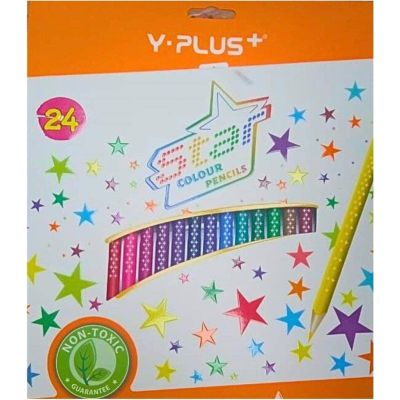 علبة الوان خشب واى بلص 24لون طويل + براية علبة كرتون STAR رقم PC230200