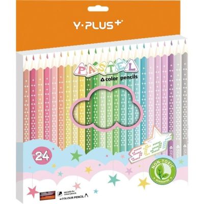 علبة الوان خشب باستيل واى بلص 24لون طويل + براية علبة كرتون STAR رقم PC231400