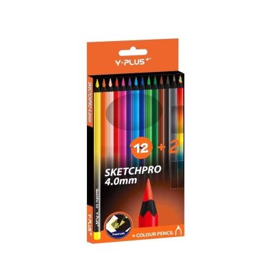 علبة الوان خشب واى بلص 12لون طويل سن 4.0مللى + 2قلم هدية علبة كرتون SKETCHPRO رقم PC240100