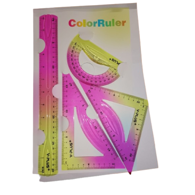 طقم هندسى واى بلص بلاستيك شفاف ملون 4قطعة Unbreakable رقم RS240200