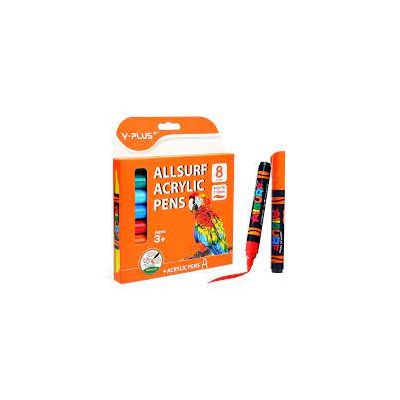 طقم الوان اكريلك واى بلص 8لون سن مدور علبة كرتون ALLSURF رقم AP240410