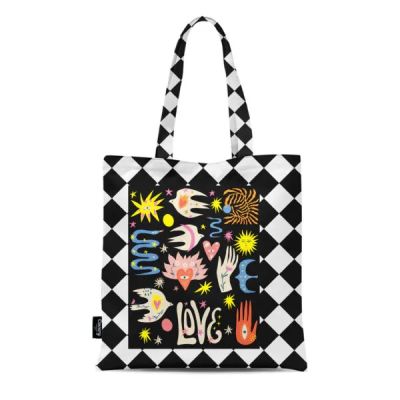 Covery شنطة كتف قماش الوان Tote Bag love رقم TH2