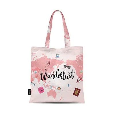 Covery شنطة كتف قماش الوان Tote Bag Wanderlust رقم TH17