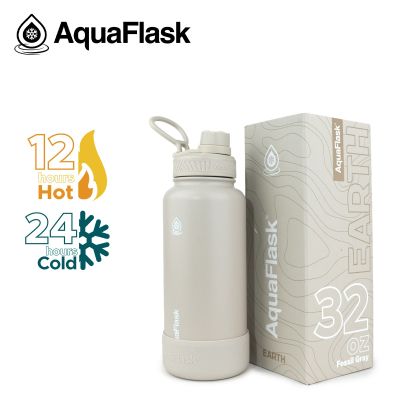 زجاجة مياه ستانلس ستيل بعليقة + قاعدة سيليكون Earth Seres Fossil Gray 32oz 950ml