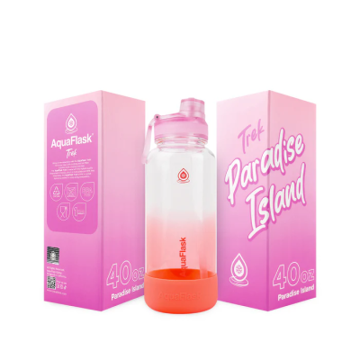 زجاجة مياه بلاستيك شفاف بعليقة + قاعدة سيليكون Trek 2025 Paradise